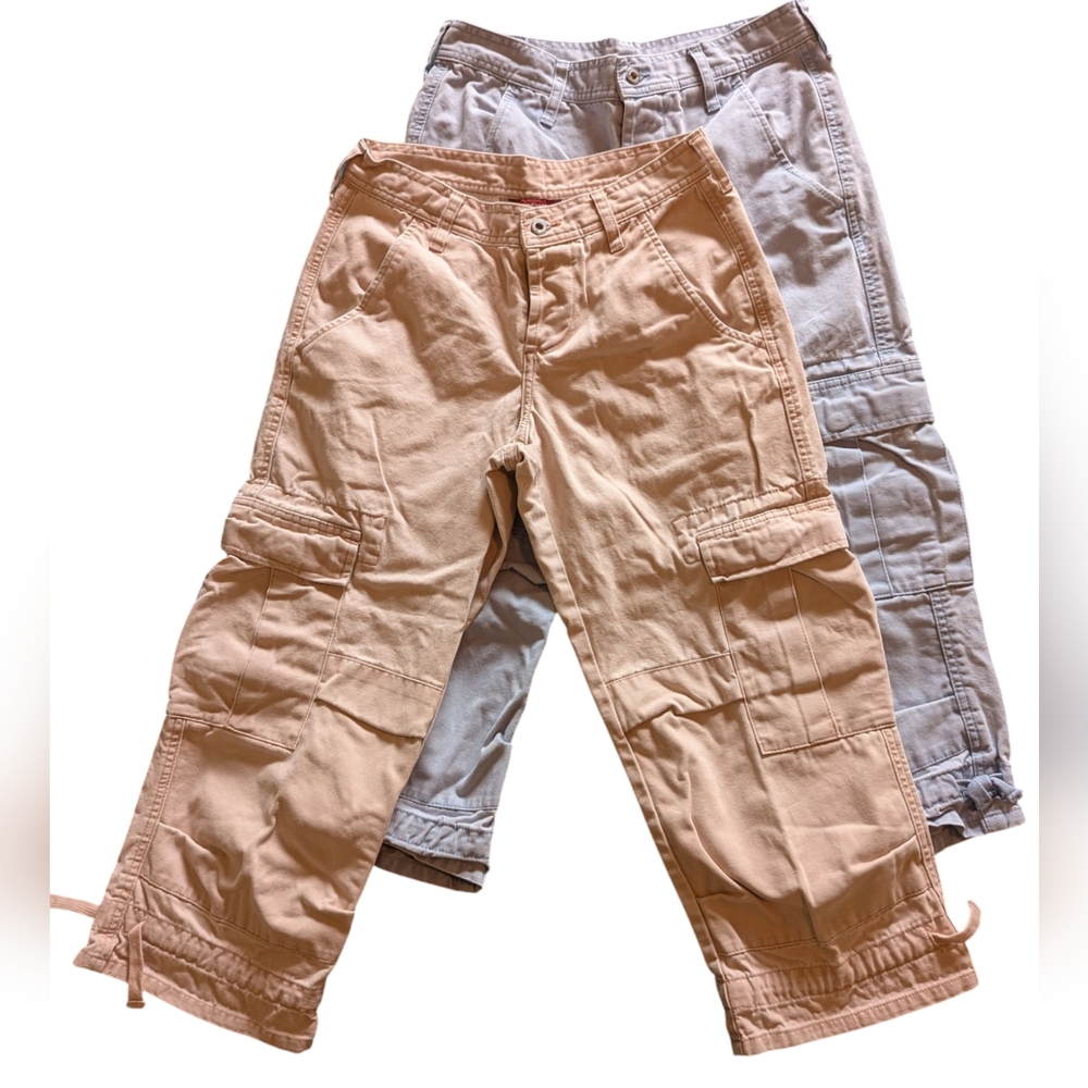 Sundance Cargo Capri Pants - Lot of 2 - Size 4 Heavy Cotton Gray and Pink
